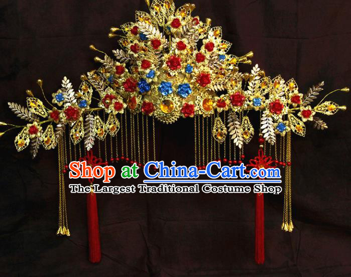 Chinese Ancient Handmade Empress Tassel Phoenix Coronet Hair Accessories Headwear for Women