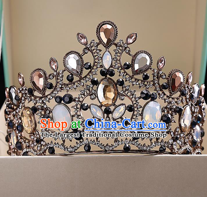 Top Grade Handmade Baroque Bride Opal Royal Crown Wedding Hair Jewelry Accessories for Women