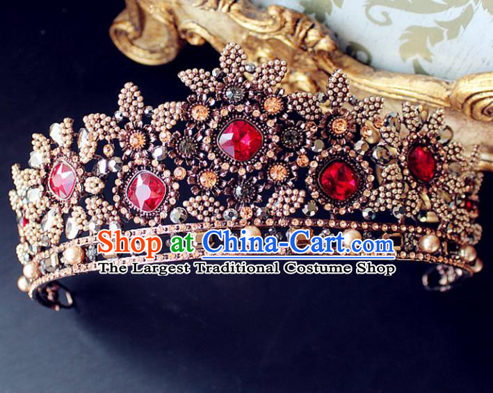 Top Grade Handmade Baroque Bride Royal Crown Wedding Hair Jewelry Accessories for Women