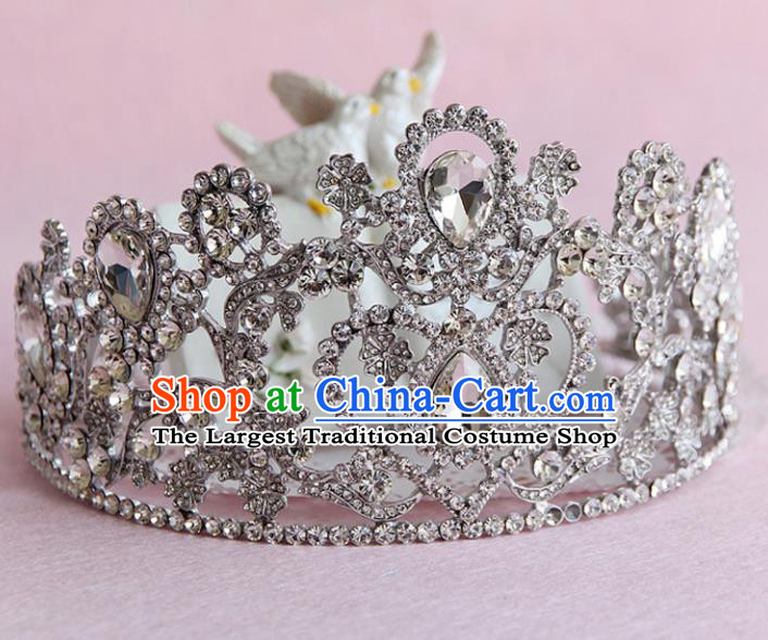 Top Grade Handmade Baroque Crystal Royal Crown Wedding Bride Hair Jewelry Accessories for Women