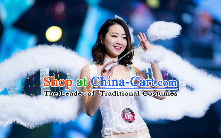 Top Grade Catwalks Swimsuit Wing Stage Performance Model Show Customized White Feather Wings for Women