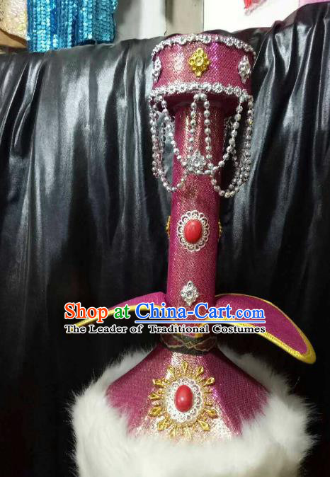 Traditional Chinese Mongol Nationality Dancing Costume Mongols Female Folk Dance Headwear Mongolian Minority Embroidery Costume