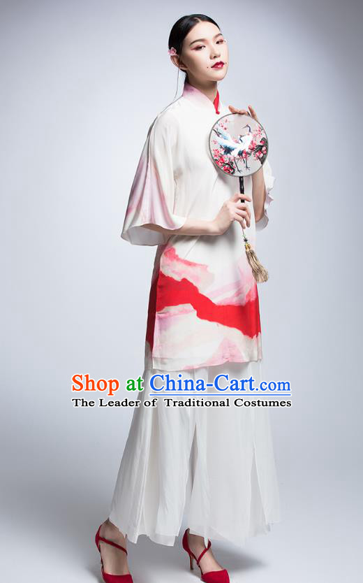 Chinese Traditional Tang Suit Printing Cheongsam China National Qipao Dress for Women