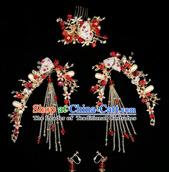 Chinese Traditional Wedding Hair Accessories Bride Hairpins Crystal Hair Comb Headwear for Women