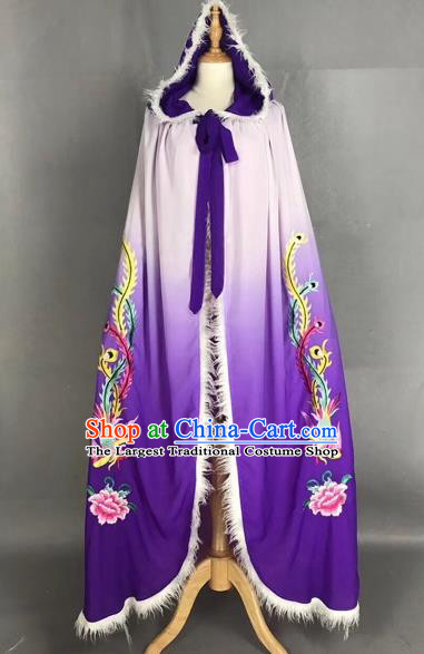 Chinese Traditional Peking Opera Princess Purple Cloak Beijing Opera Diva Embroidered Phoenix Costumes for Adults