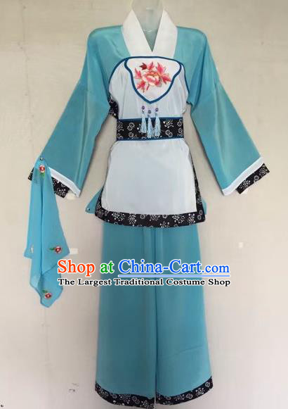 Traditional Chinese Peking Opera Servant-Girl Green Costume Beijing Opera Maidservant Dress for Adults