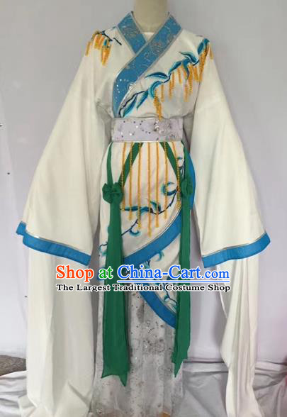 Chinese Ancient Peking Opera Princess Embroidered White Dress Traditional Beijing Opera Diva Costumes for Adults