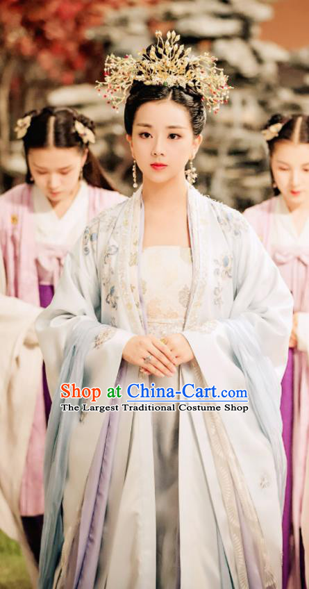 Legend Of Fu Yao Chinese Ancient Imperial Consort Costumes Traditional Palace Lady Hanfu Dress and Headpiece Complete Set