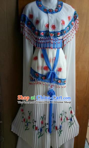 Chinese Beijing Opera Nobility Lady White Dress Ancient Princess Costume for Adults