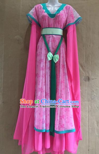 Chinese Beijing Opera Diva Rosy Dress Ancient Court Maid Costume for Adults