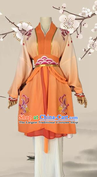 Chinese Ancient Swordswoman Orange Costume Traditional Beijing Opera Martial Arts Women Dress for Adults