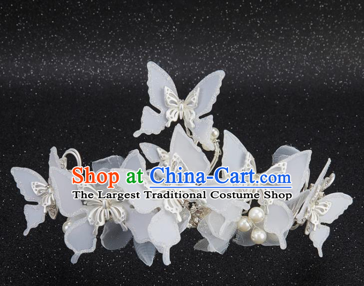 Top Grade Wedding Hair Accessories Bride Silk Butterfly Royal Crown Headwear for Women