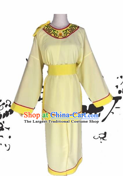 Chinese Beijing Opera Livehand Yellow Clothing Traditional Peking Opera Servant Costume for Adults