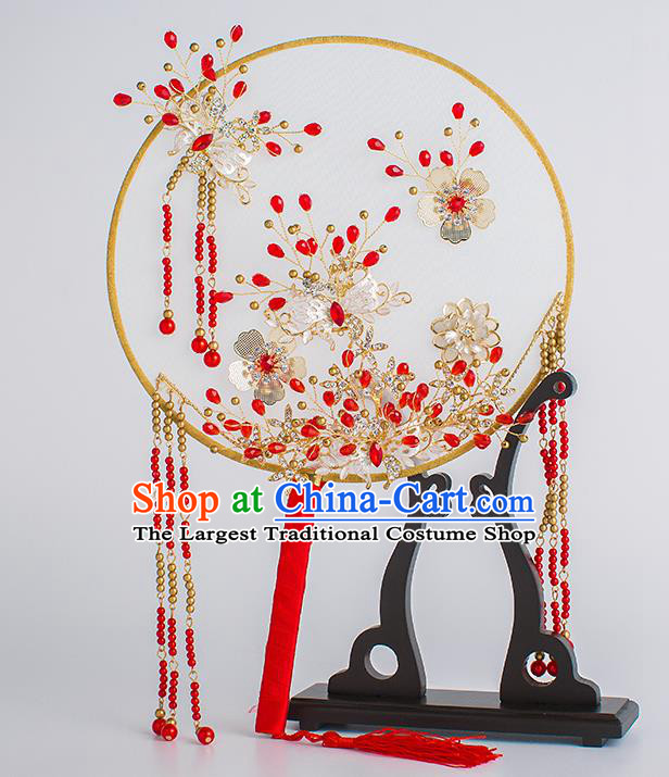 Chinese Traditional Palace Fans Ancient Bride Wedding Wintersweet Round Fans for Women