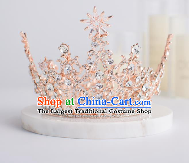 Top Grade Wedding Hair Accessories Bride Retro Pink Round Royal Crown for Women