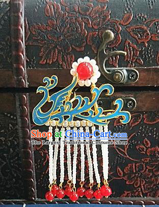 Chinese Ancient Qing Dynasty Hair Accessories Palace Phoenix Tassel Hairpins for Women