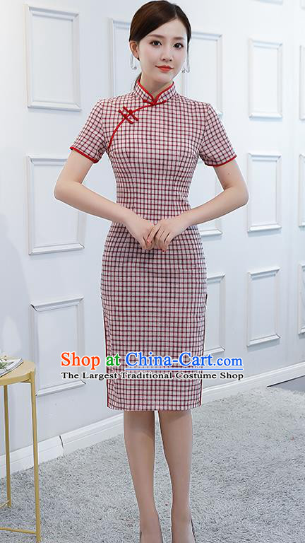 Chinese Traditional Retro Qipao Dress Short Cheongsam Compere Costume for Women