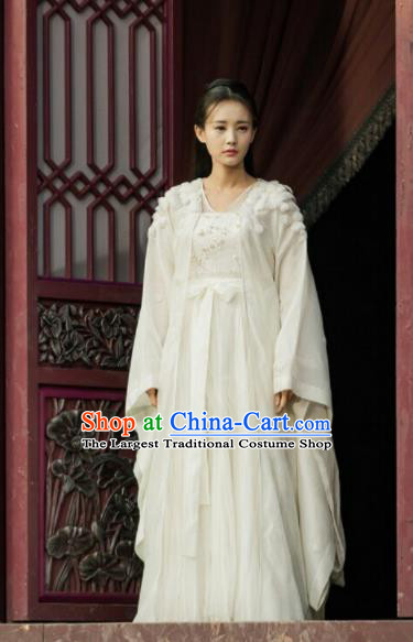 Chinese Ancient Princess White Hanfu Dress Swordswoman Costumes for Women