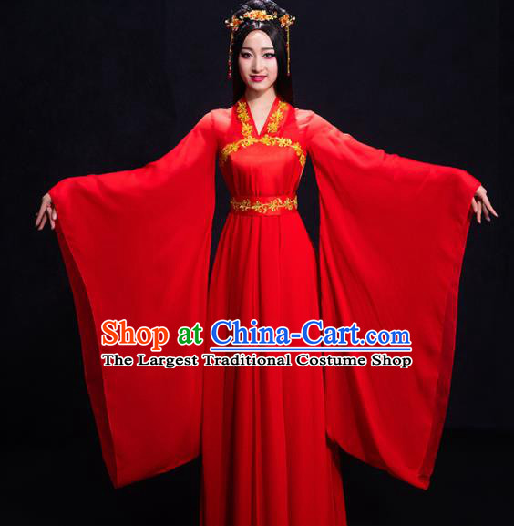 Chinese Traditional Ancient Fairy Red Dress Classical Dance Costume for Women