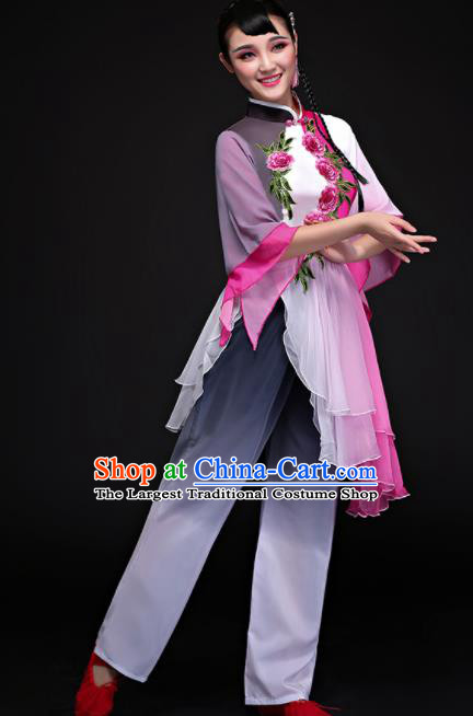 Chinese Traditional Umbrella Dance Folk Dance Clothing Classical Dance Costume for Women