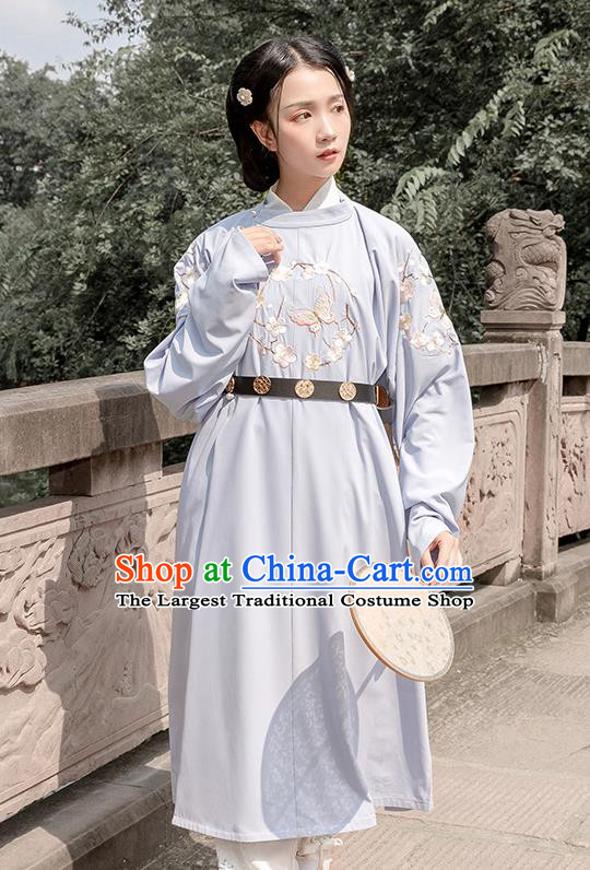 Chinese Traditional Costume Swordswoman Blue Embroidered Robe for Women