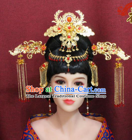 Chinese Handmade Tang Dynasty Princess Phoenix Coronet Ancient Palace Hair Accessories Hairpins for Women