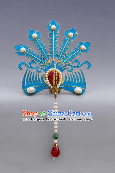 Chinese Ancient Qing Dynasty Handmade Tian-Tsui Phoenix Hairpins Hair Accessories Hanfu Hair Clip for Women