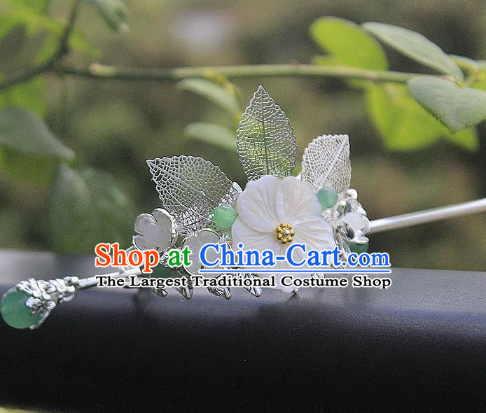 Chinese Ancient Hair Accessories Hanfu Shell Flower Hairdo Crown Handmade Hairpins for Women