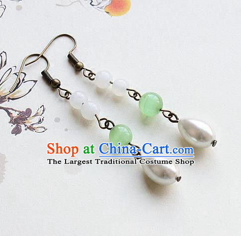 Asian Chinese Traditional Jewelry Accessories Hanfu Pearl Earrings for Women