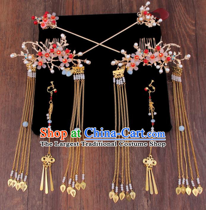 Chinese Handmade Ancient XiuHe Suit Hair Accessories Bride Hair Combs Hairpins for Women