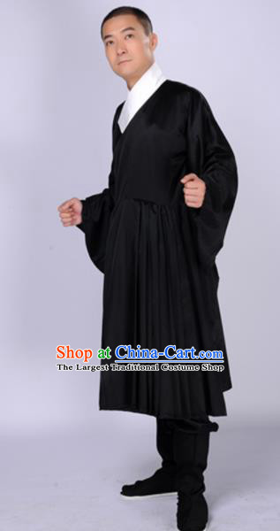 Chinese Traditional Ming Dynasty Scholar Costumes Ancient Swordsman Black Robe for Men