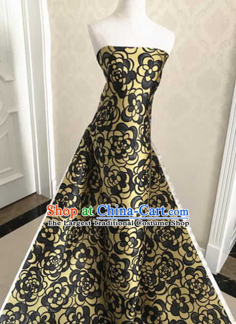 Asian Chinese Traditional Golden Silk Fabric Royal Pattern Brocade Cheongsam Cloth Silk Fabric