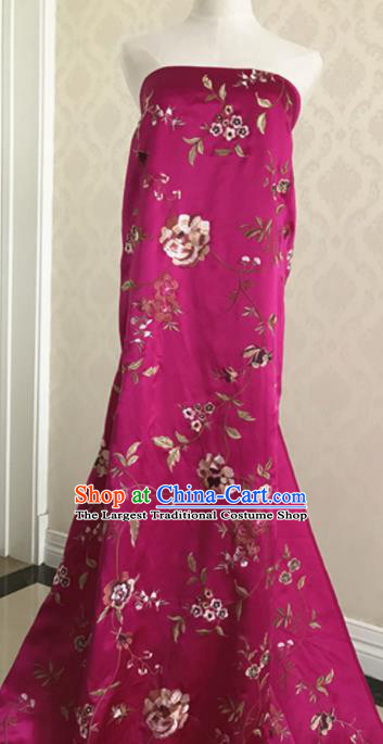 Asian Chinese Traditional Rosy Silk Fabric Royal Pattern Brocade Cheongsam Cloth Silk Fabric