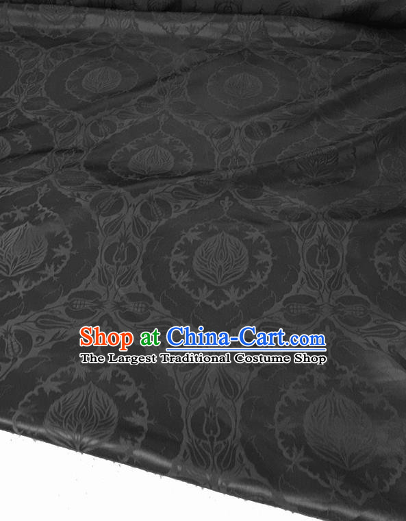 Asian Chinese Traditional Black Silk Fabric Royal Pattern Brocade Cheongsam Cloth Silk Fabric