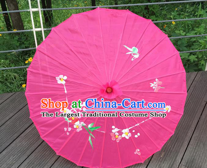 Traditional Chinese Folk Dance Umbrella Rosy Oil-Paper Umbrella for Women