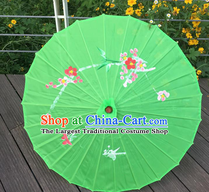 Traditional Chinese Folk Dance Umbrella Green Oil-Paper Umbrella for Women