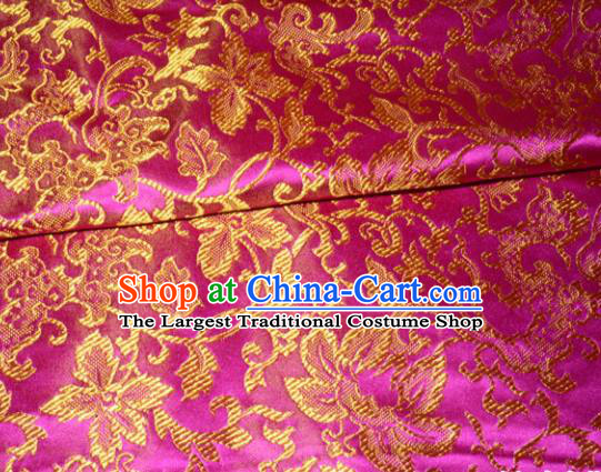 Chinese Traditional Rosy Silk Fabric Cheongsam Tang Suit Brocade Palace Pattern Cloth Material Drapery