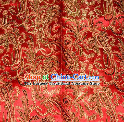 Chinese Traditional Red Silk Fabric Tang Suit Brocade Cheongsam Palace Pattern Cloth Material Drapery