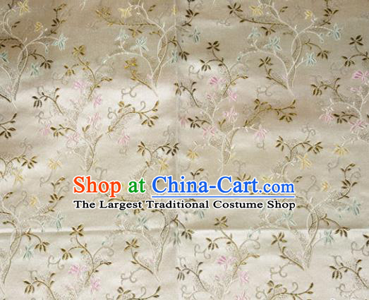 Chinese Traditional Silk Fabric Poplar Blossom Pattern Tang Suit White Brocade Cloth Cheongsam Material Drapery