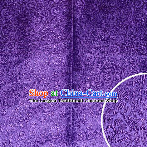 Chinese Traditional Cheongsam Purple Silk Fabric Tang Suit Brocade Classical Pattern Cloth Material Drapery