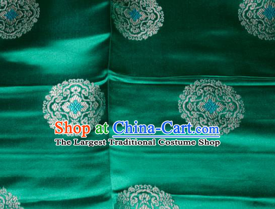 Classical Round Pattern Chinese Traditional Green Silk Fabric Tang Suit Brocade Cloth Cheongsam Material Drapery