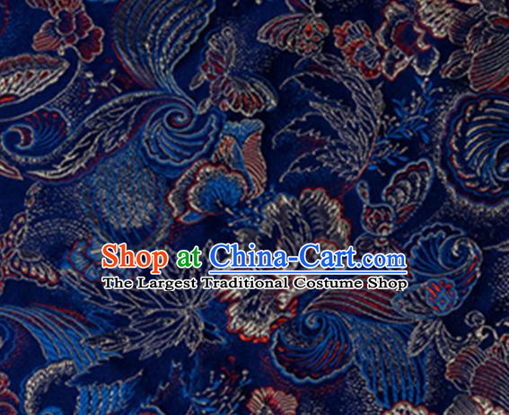 Chinese Traditional Fabric Navy Silk Fabric Tang Suit Brocade Cloth Cheongsam Material Drapery