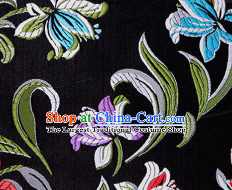 Chinese Traditional Silk Fabric Tang Suit Classical Pattern Black Brocade Cloth Cheongsam Material Drapery