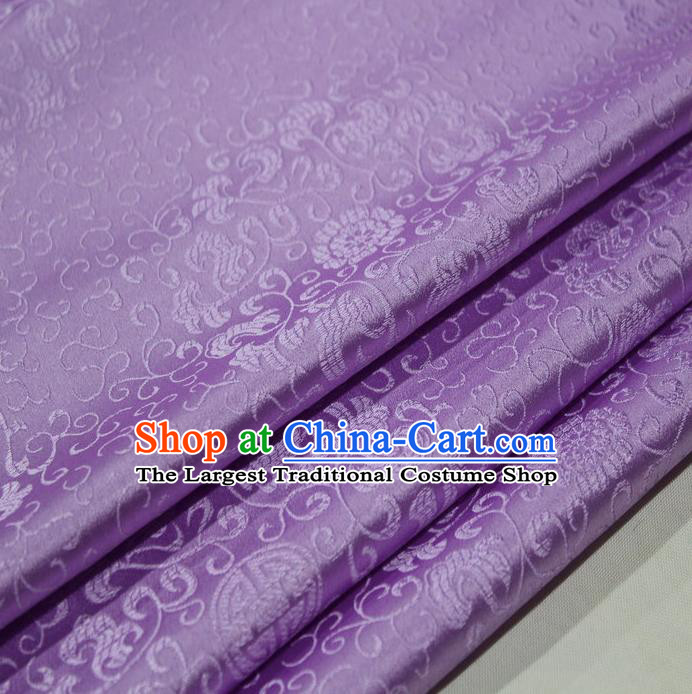 Chinese Traditional Cheongsam Cloth Tang Suit Purple Brocade Fabric Silk Material Drapery