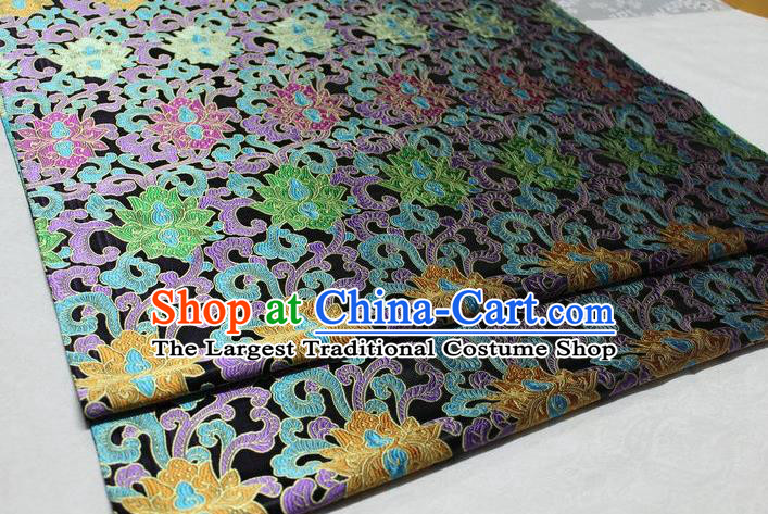 Chinese Traditional Cheongsam Cloth Tang Suit Palace Pattern Black Brocade Fabric Silk Material Drapery