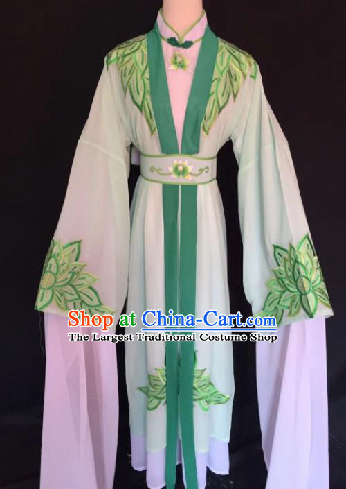 Chinese Traditional Beijing Opera Diva Green Clothing Peking Opera Buddhist Nun Costume for Adults