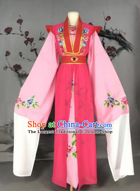 Chinese Traditional Beijing Opera Scholar Costume Peking Opera Niche Rosy Embroidered Robe for Adults