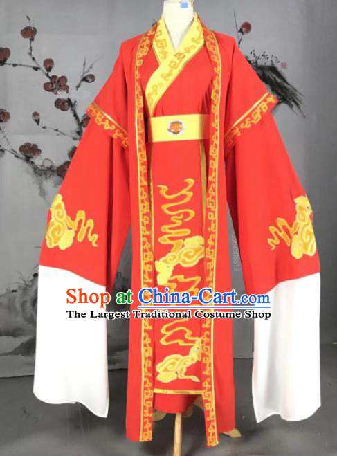 Chinese Traditional Beijing Opera Scholar Red Costume Peking Opera Niche Embroidered Robe for Adults