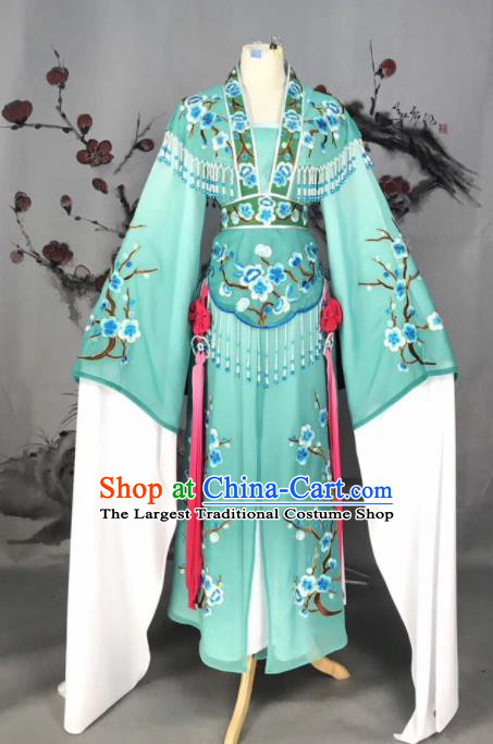 Chinese Traditional Beijing Opera Green Embroidered Dress Peking Opera Actress Costume for Rich