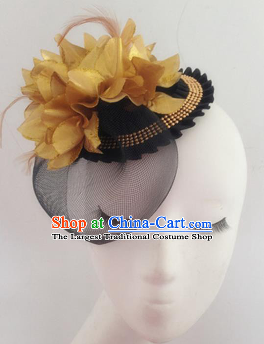 Top Halloween Catwalks Hair Accessories Stage Show Golden Peony Top Hat Headdress for Women